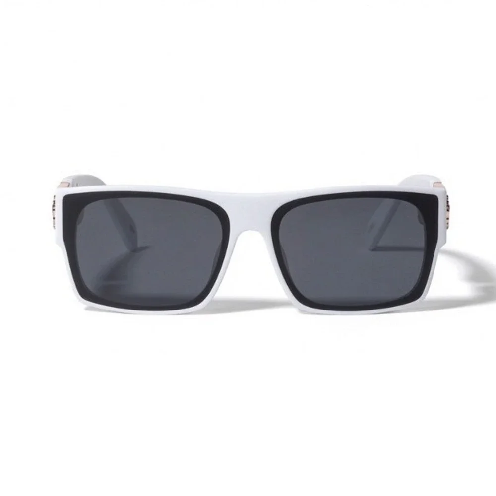White Square Sunglasses Festival Bold, Shield Flat Top, Chunky, Style, Lion Head